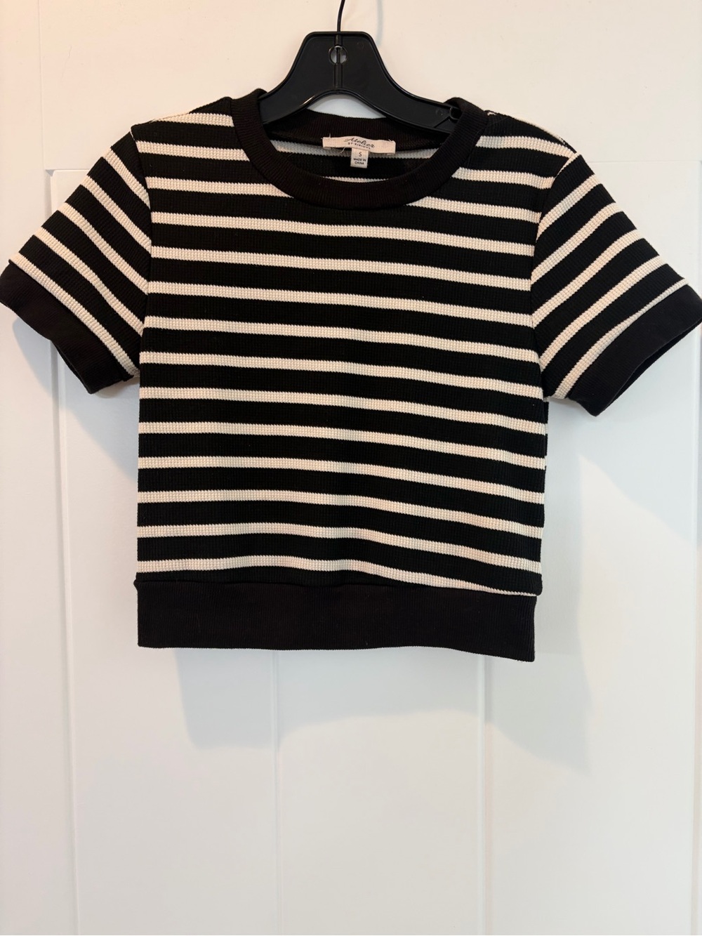Striped Black & White Cropped Knit Top